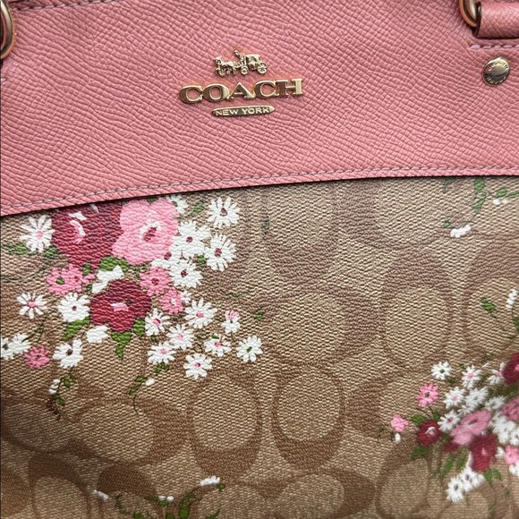 Coach  preloved Pink and Tan Floral Shoulder Bag/ crossbody good condition - Picture 2 of 16